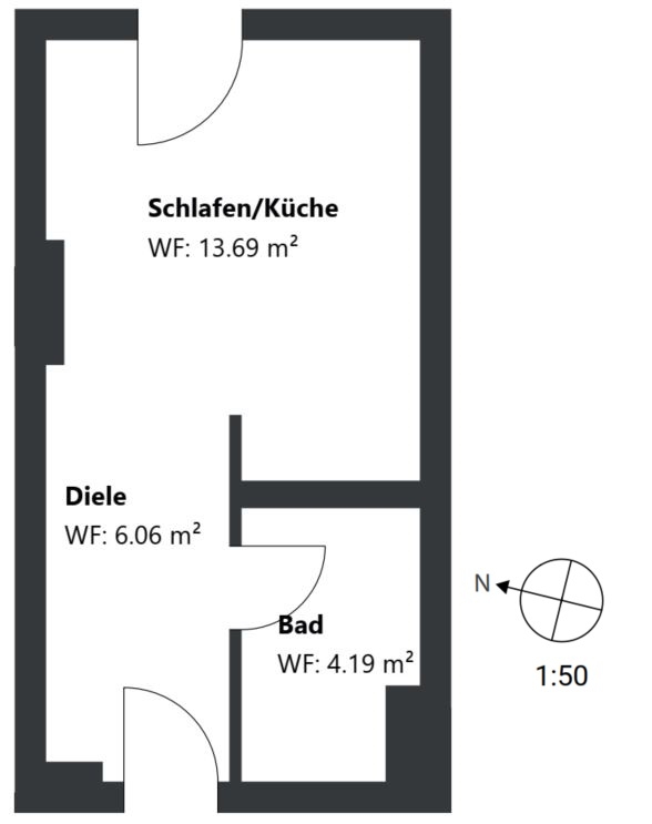フラット 部屋数 1 部屋 | München-Ramersdorf | 70474 | nicht maßstabsgetreu