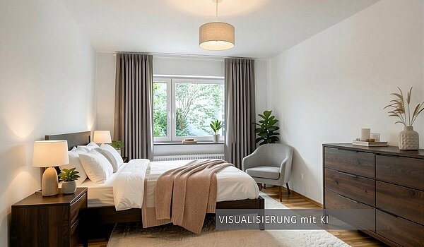 レイズド・グラウンドフロアー（一階が地表よりも高い） 部屋数 2.5 部屋 | München-Schwabing | 70441 | Visualisierung mit KI