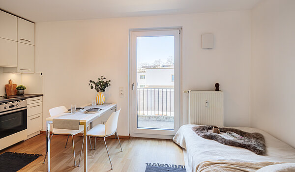 Apartment 部屋数 1 部屋 | München-Ramersdorf | 70415 | Wohn- und Schlafzimmer