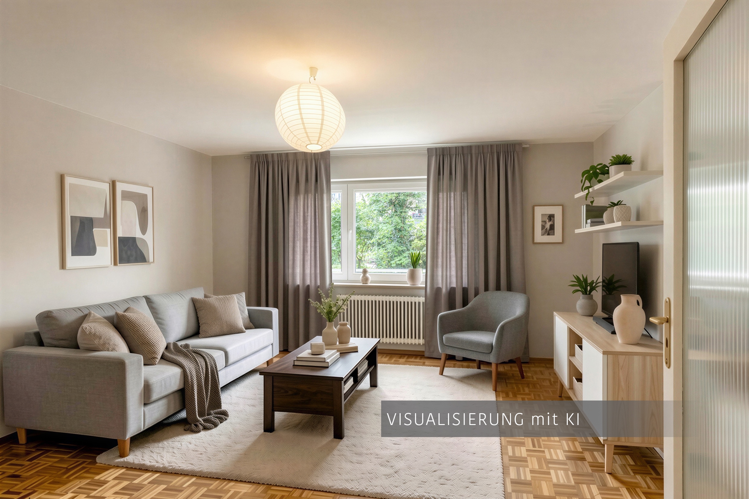 レイズド・グラウンドフロアー（一階が地表よりも高い） 部屋数 2.5 部屋 | München-Schwabing | 70441 | Visualisierung mit KI | Thumbnail