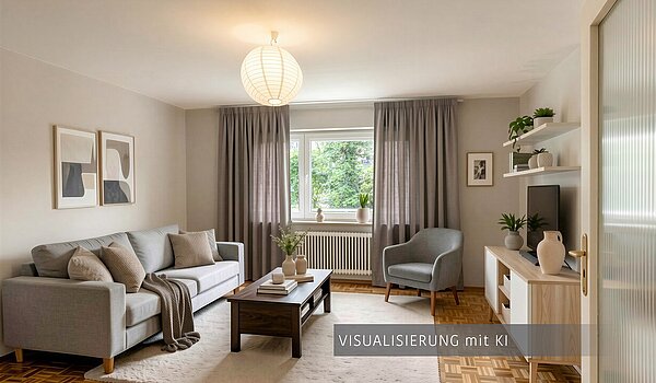 レイズド・グラウンドフロアー（一階が地表よりも高い） 部屋数 2.5 部屋 | München-Schwabing | 70441 | Visualisierung mit KI