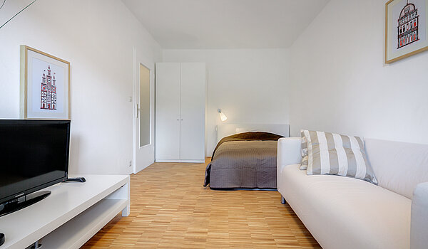 Apartment 部屋数 1 部屋 | München-Sendling | 70389 | Möblierungsvorschlag : Wohn- und Schlafbereich