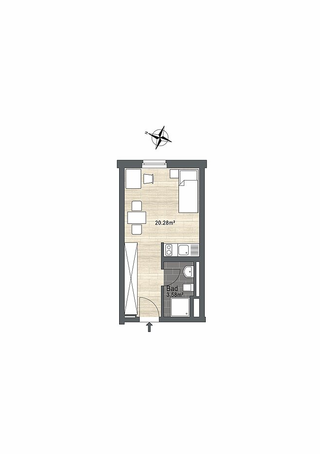 Apartment 部屋数 1 部屋 | München-Ramersdorf | 70251 | - nicht maßstabsgetreu -