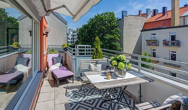 フラット 部屋数 1 部屋 | München-Schwabing | 70449 | Südterrasse mit Markise