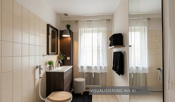 レイズド・グラウンドフロアー（一階が地表よりも高い） 部屋数 2.5 部屋 | München-Schwabing | 70441 | Visualisierung mit KI