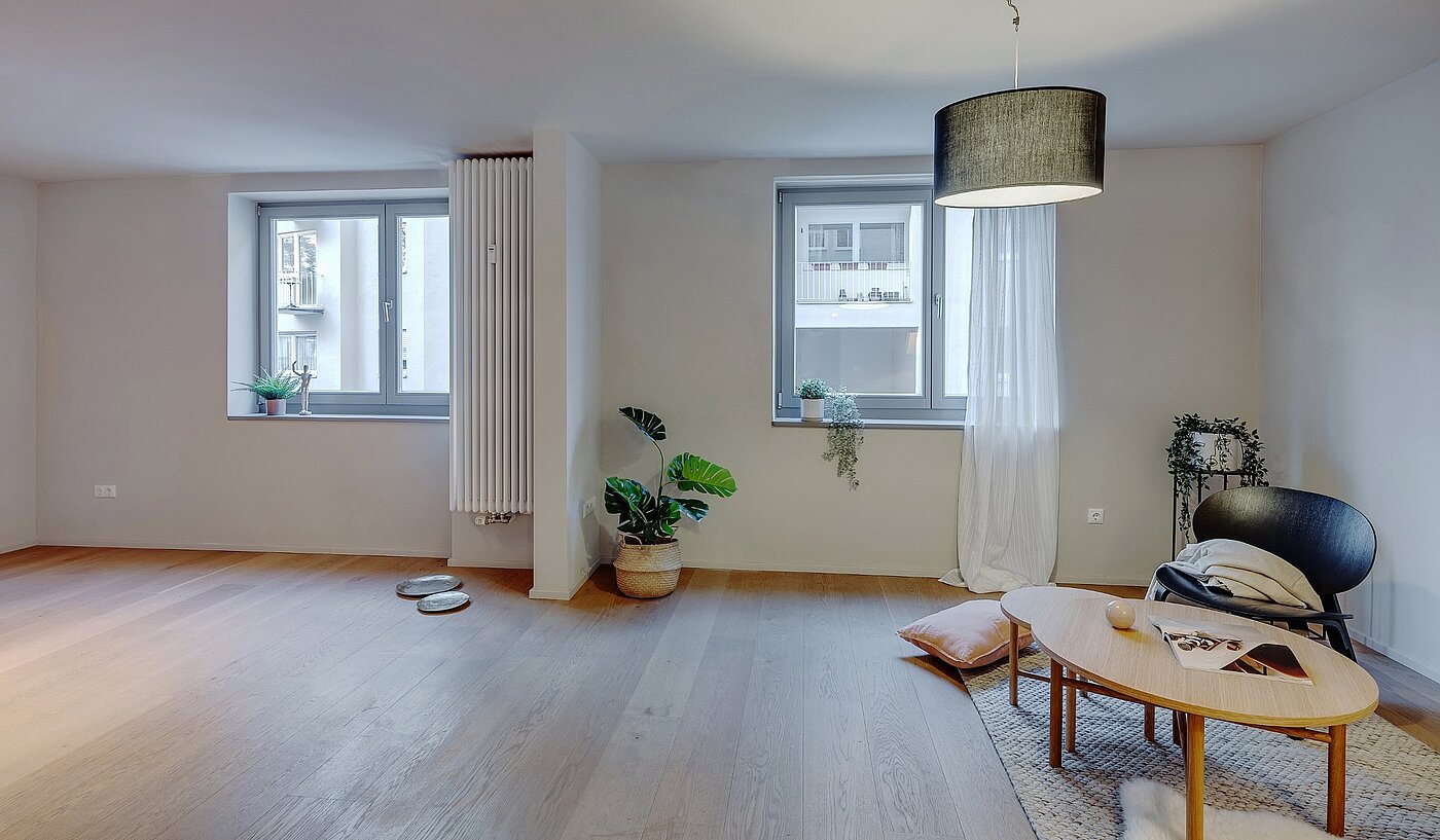 レイズド・グラウンドフロアー（一階が地表よりも高い） 部屋数 2 部屋 | München-Lehel | 2012ML1 | ...viele Stellmöglichkeiten