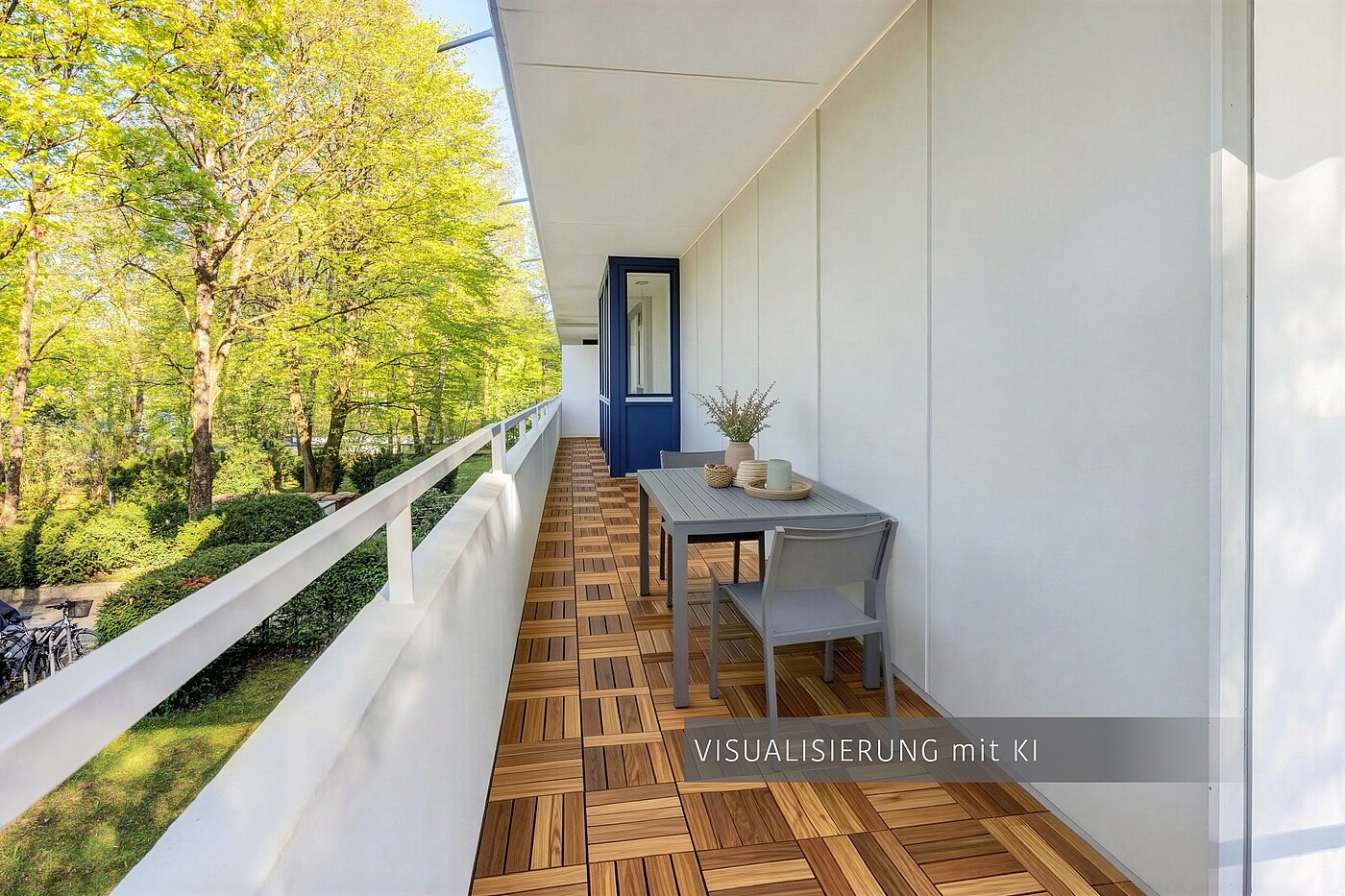 フラット 部屋数 3.5 部屋 | München-Bogenhausen | 703052 | Schattiger Nordbalkon ( Visualisierung mit KI )