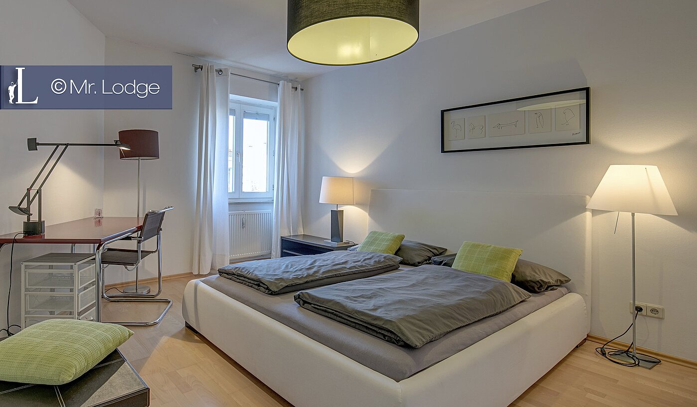 フラット 部屋数 2 部屋 | München-Lehel | 1605ML6 | Schlafzimmer mit Arbeitsplatz