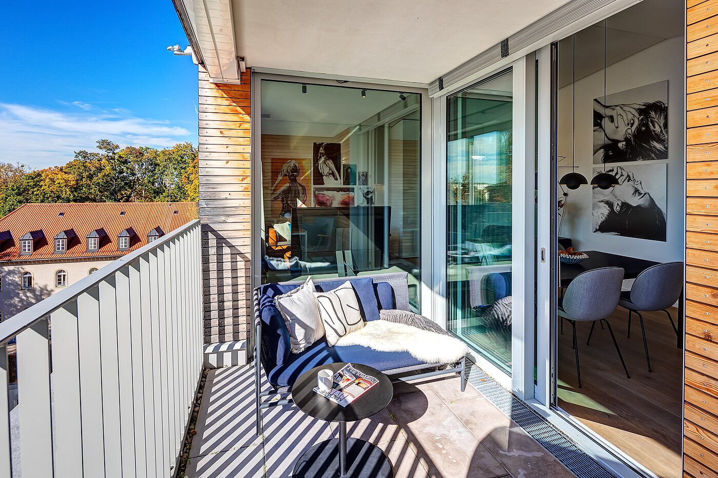 アティック・フラット（屋根裏） 部屋数 2 部屋 | München-Maxvorstadt | 701661 | ...der Süd-Loggia