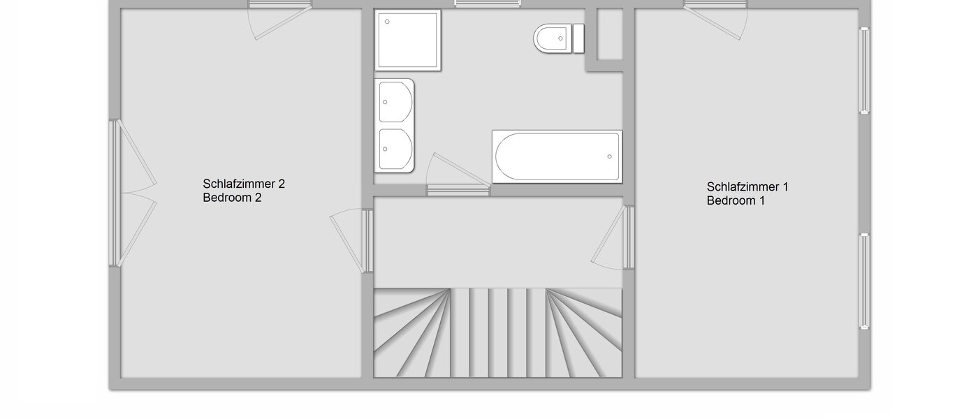 セミ・デタッチド・ハウス（一戸建てを二つに分けた家屋） Gröbenzell 02 見取り図 11015