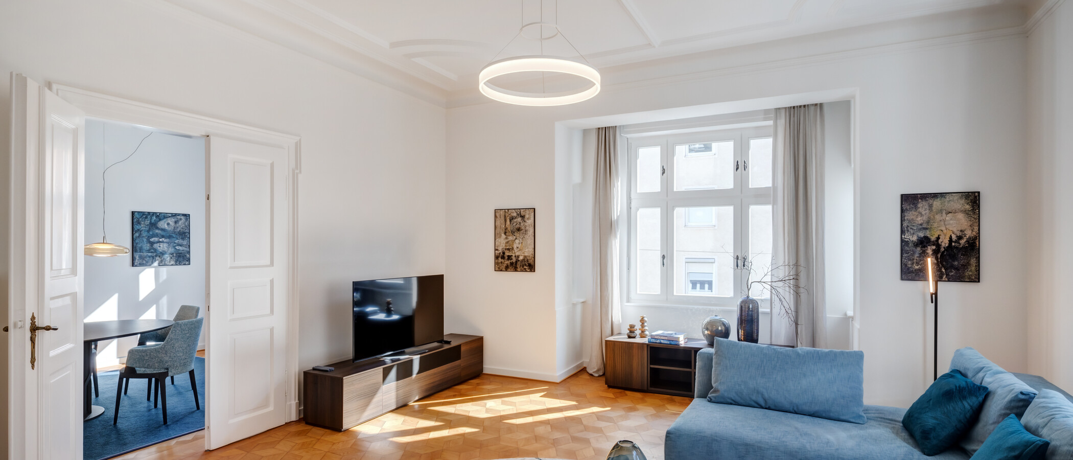 マンション München Schwabing-Nord (zw. Leopoldstraße & Englischen Garten) 03 リビングルーム 14397