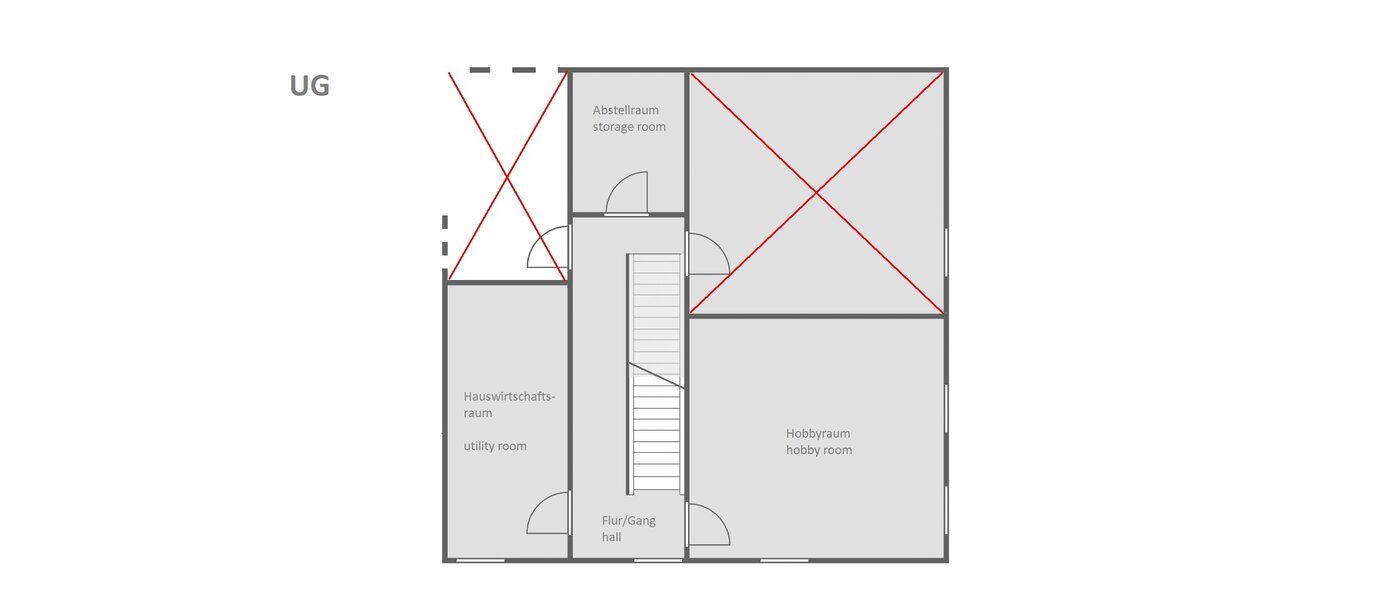 セミ・デタッチド・ハウス（一戸建てを二つに分けた家屋） Icking 03 見取り図 14465