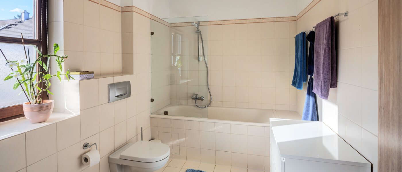 セミ・デタッチド・ハウス（一戸建てを二つに分けた家屋） München Obersendling 01 1つめの浴室 14567