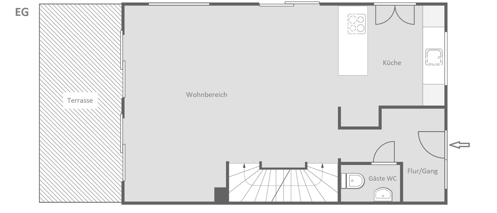 セミ・デタッチド・ハウス（一戸建てを二つに分けた家屋） München Pasing 01 見取り図 14721