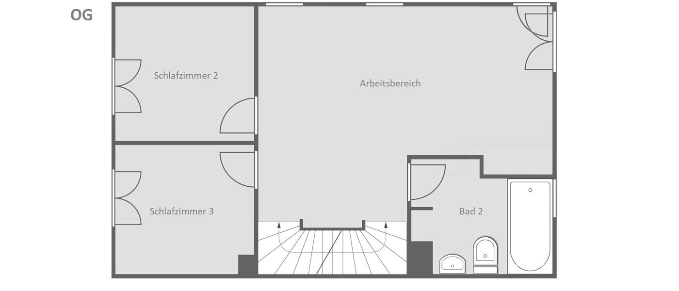 セミ・デタッチド・ハウス（一戸建てを二つに分けた家屋） München Pasing 02 見取り図 14721