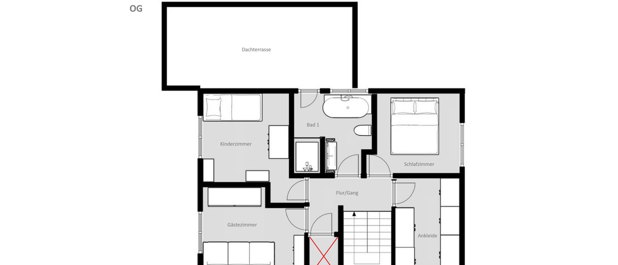 セミ・デタッチド・ハウス（一戸建てを二つに分けた家屋） Wörthsee 02 見取り図 14865