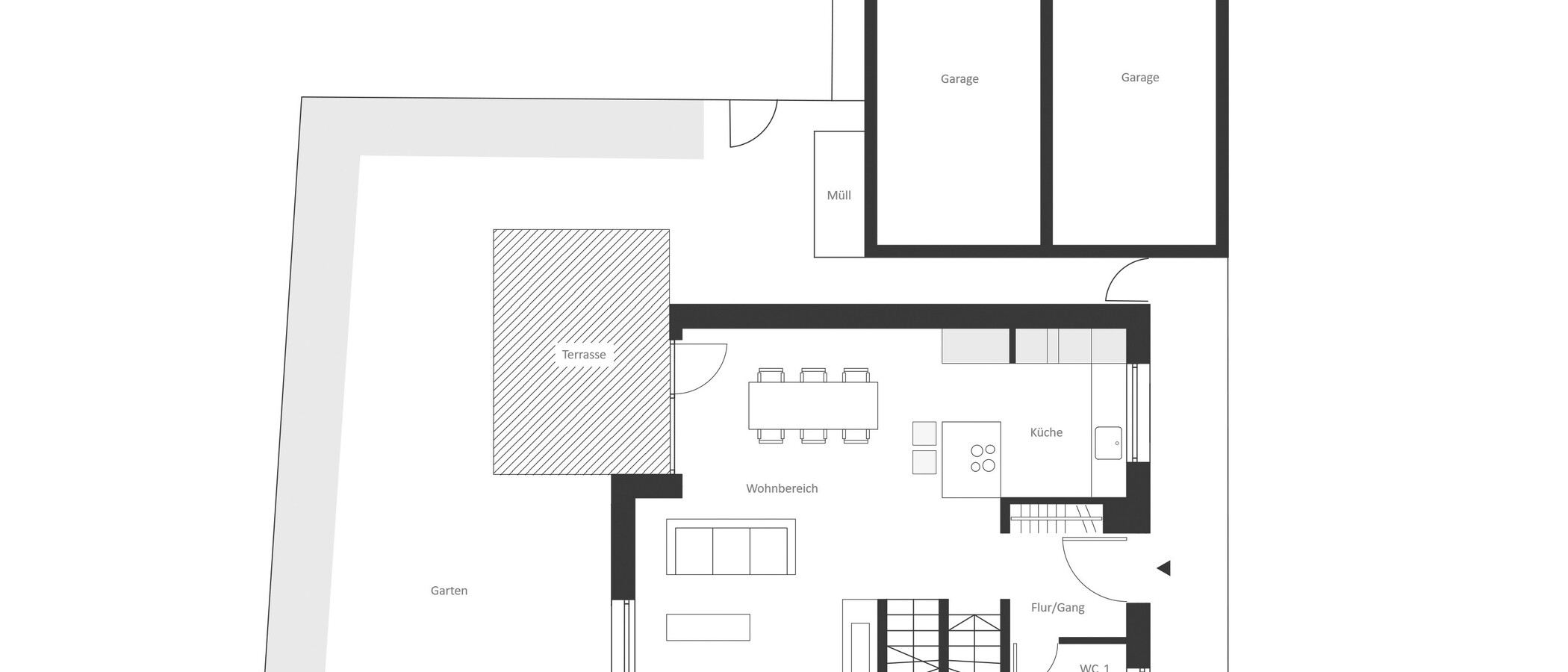 セミ・デタッチド・ハウス（一戸建てを二つに分けた家屋） Herrsching am Ammersee 01 見取り図 14978