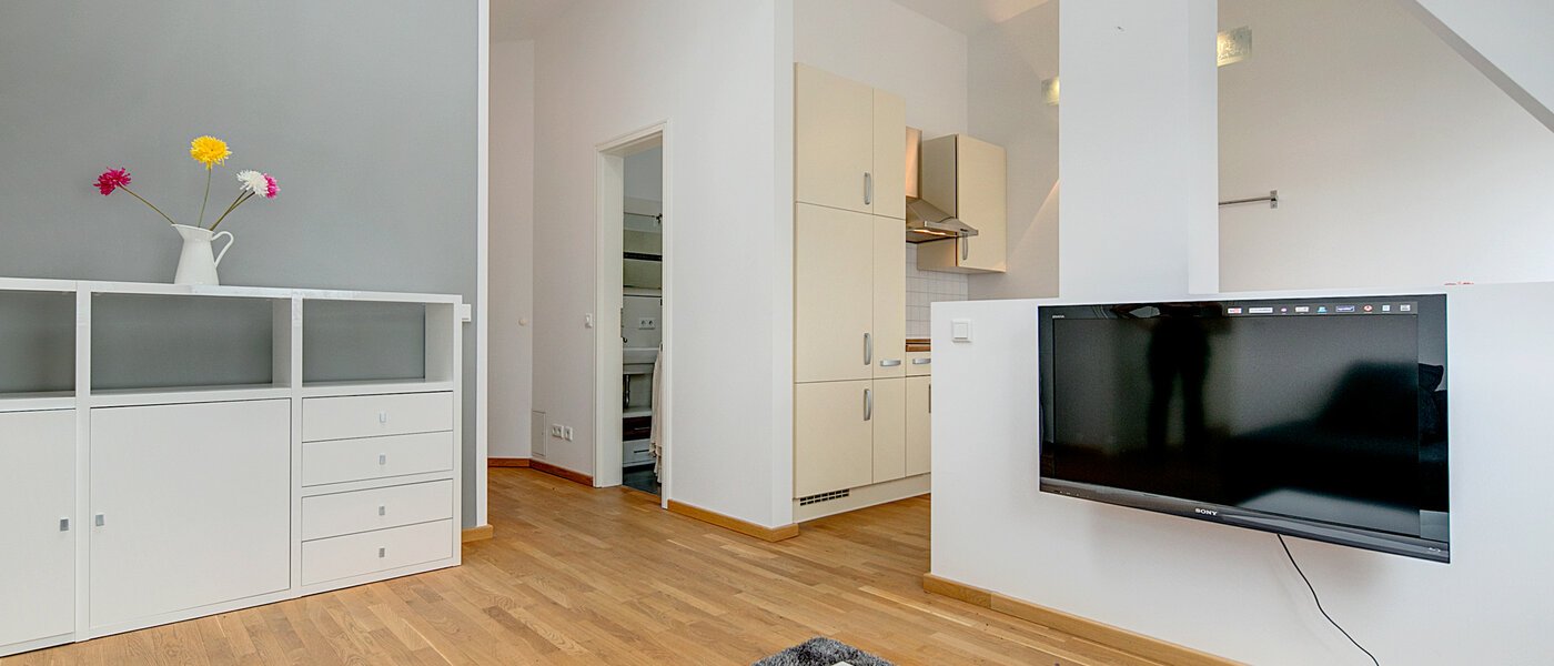 アティック・フラット（屋根裏） München Neuhausen 03 リビングルーム 7084